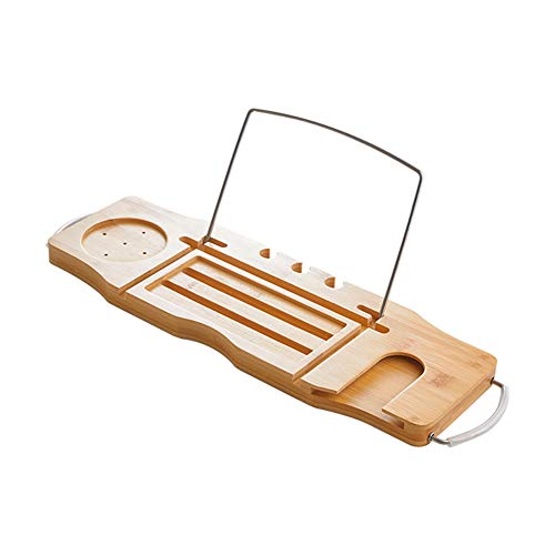 Ruby Lil Bamboo Bathtub Caddy Bathroom Tray,Bathtub Caddy Tray Expandable with Ipad/Book Holder/Wine Glass Holder,Bath Shelf Foldable,Natural