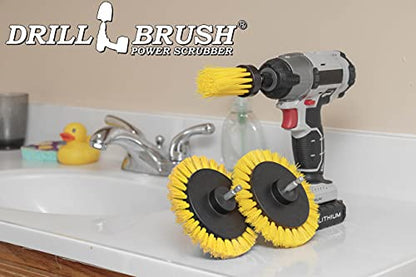 Tile and Grout Cleaning Drill Brush Set - Bathroom Scrub Brush for Drill | 3 pack Drill Brush Power Scrubber Cleaning Brush Yellow Medium Stiffness - Shower Floor Scrub Brush for Drill - Crevice Brush - color: Yellow