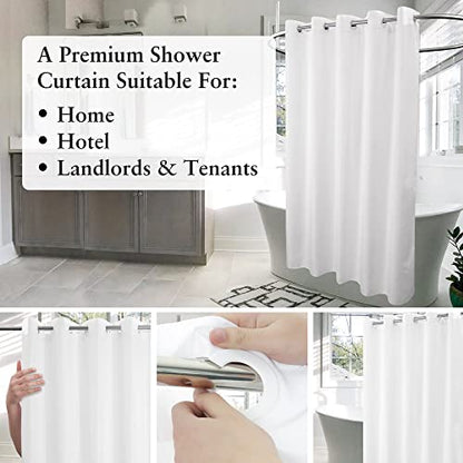 River Dream No Hook Long Shower Curtain or Liner Soft Microfiber - 75" Length Fabric Shower Curtain Liner Set, Machine Washable & Water Repellent, White, 71x77 - color: White, size: 71"W x 77"L (Pack of 1)