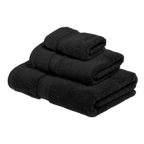 Superior Egyptian Cotton Ultra Plush & Absorbent, 3 Piece Set, Black | Quick Dry, Soft Luxury Towel Set, Bath Essentials, Guest Bath, Spa, 1 Bath, 1 Hand, 1 Face Towels, Madeline Towels - color: Black, size: 3-Piece Towel Set