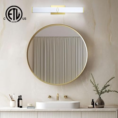24 Inch Bathroom Vanity Light 2500LM, AC 120V 5CCT Modern Bathroom Lighting Fixtures Over Mirror Dimmable, 25W Gold LED Vanity Lighting Fixtures Wall Sconce ETL Certified, 1Pack - color: Gold-5CCT, size: 24 INCH