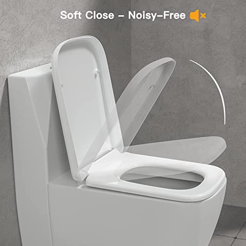 White Square Quick Release Toilet Seat with Cover - Easy Clean, Top Fixing, 36 x 47 cm - and Stylish Bathroom Essential - size: 35*45cm
