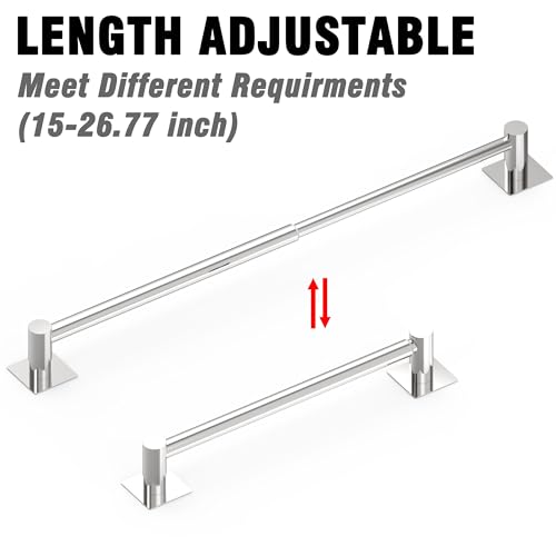 Towel Bar, Self-Adhesive Towel Racks for Bathroom, Chrome | Adjustable 13 to 23.6 Inch Stick on Towel Rod, 304 Stainless Steel Towel Holder, Rustproof, Square Base, No Drill, Modern - color: Chrome, size: Self-Adhesive