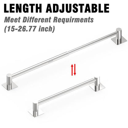 Towel Bar, Self-Adhesive Towel Racks for Bathroom, Chrome | Adjustable 13 to 23.6 Inch Stick on Towel Rod, 304 Stainless Steel Towel Holder, Rustproof, Square Base, No Drill, Modern - color: Chrome, size: Self-Adhesive