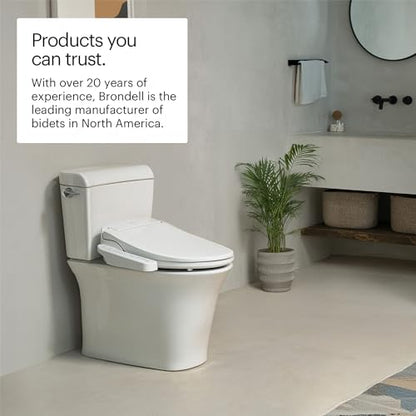 Brondell SE400-EW Swash SE400 Electric Bidet Toilet Seat With Heated Seat, Oscillating Stainless Steel Nozzle, Warm Air Dryer, Night Light, Gentle Close Lid, White Side Arm Control, Elongated - style: Elongated
