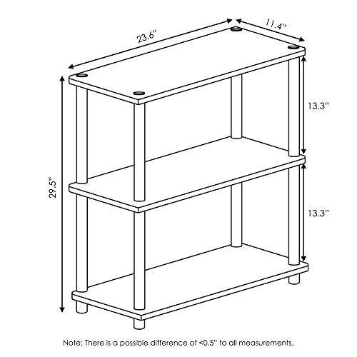 Furinno TURN-N-TUBE Storage Shelves, 3-Tier Book Shelf, Corner Shelf, Toolless Open Shelves, for Organization and Storage, Living Room, Garage, Home Office, Espresso