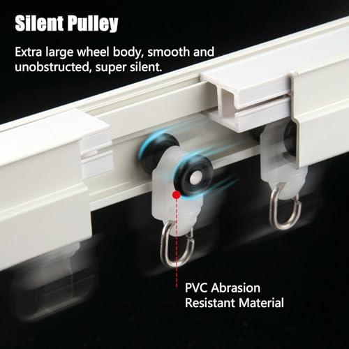 White Curved Curtain Track Ceiling Mount Heavy Duty, Wall Mounting Shower Closets Curtains Bendable Rail 50 45 40 35 30 25 20 15 10 5 ft, for Privacy in Open Rooms(Wall Mount,30PCS Pulley) - color: Wall Mount, size: 30PCS Pulley