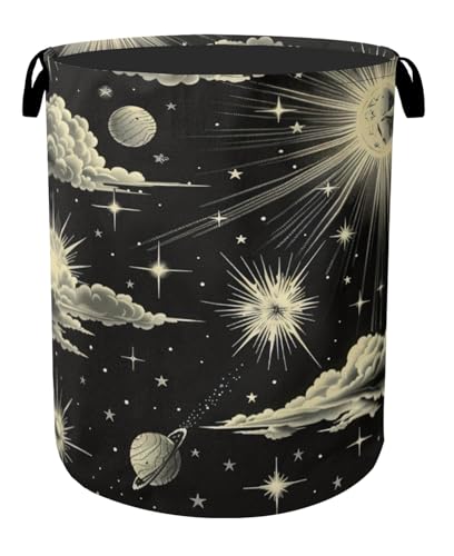Gothic Sun Cloud Laundry Basket with Handles - Extra Large Foldable Hamper for Bathroom/Laundry/Bedroom/Dorm, Washable Fabric Storage Bin - color: Gothic Sun Cloud