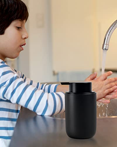 BosilunLife Lotion Pump Dispenser for Kitchen, Bathroom Countertop | Matte Black Soap Dispenser Bathroom Ceramic Dish Liquid Soap Dispenser - color: Black