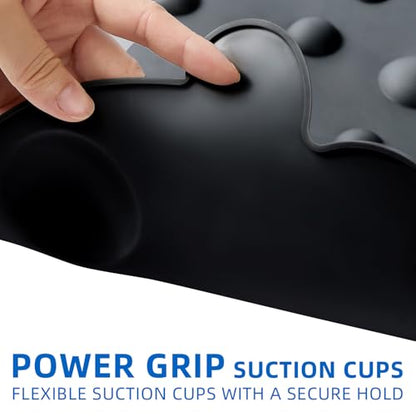 Non-Slip Bathtub Mat ZHICHENG Soft Rubber Bathroom Bathmat with Strong Suction Cups (Black) - color: Black