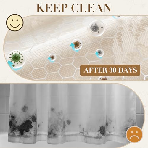 Modern Shower Curtains for Bathroom - 72”x72” Dirty Resistant Shower Curtains Waterproof with Hooks- 30 Days Keep Clean,Reducing Water Residue - Ideal for Any Bath Decor Fits Home,Hotel