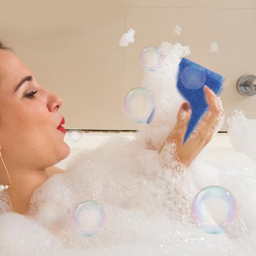 2pcs African Exfoliating Bath Washcloth Back Scrubber Skin Exfoliating Net for Shower Body Cleansing, Practical Bathroom Sponge Set with Blue and Black Colors
