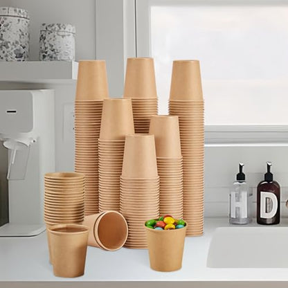 SIUQ 400 Pack 3 oz Kraft Paper Cups, Disposable Bathroom Mouthwash Cups | Mini Brown Paper Espresso Cups 3 Ounce for Parties, Bathroom, Picnics, Travel and Events - style: 3oz-400pack