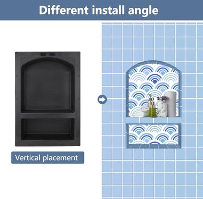 Uni-Green Recessed Shower Niche 17X25 Arch Double Shelf-Shower Cube for Organizer Storage or Shampoo and Toiletry Storage