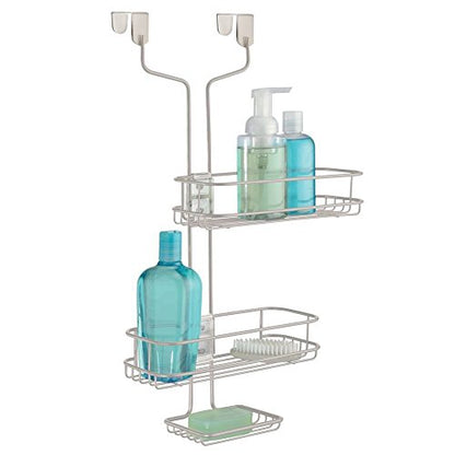 iDesign Linea Adjustable Over-the-Door Hanging Shower Organizer, 21.2" x 10.4" x 6.5", Satin - color: Satin