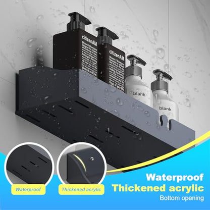 Acrylic Shower Caddy Bathroom Organizer,Rustproof Shower Shelves - No Drilling Wall Mount Shelf, Adhesive Bathroom Storage For Shampoo With Soap Holder 3 Pack - color: Dark Grey