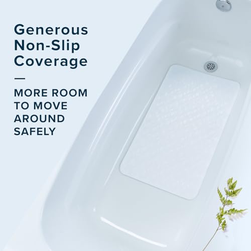 SlipX Solutions Rubber Non Slip Bathtub Mat, 15x27, White | Large Size For Tub & Shower, Soft Grippy Top, 200 Suction Cups, Machine Washable, Natural Rubber - color: White, size: 27" x 15" (Rectangular)