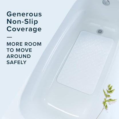 SlipX Solutions Rubber Non Slip Bathtub Mat, 15x27, White | Large Size For Tub & Shower, Soft Grippy Top, 200 Suction Cups, Machine Washable, Natural Rubber - color: White, size: 27" x 15" (Rectangular)