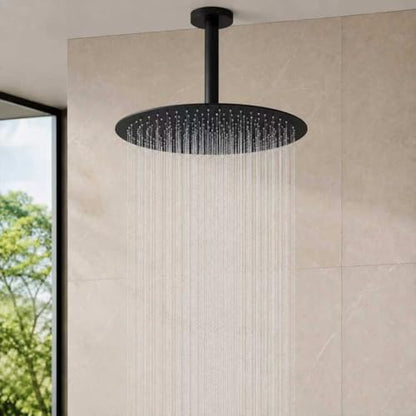 16 Inch Rainfall Shower Head, BSTIIU Stainless Steel Round Shower Head, Extra Large Ceiling Mount Shower Head, Matte Black - color: Matte Black, size: 16-Inches, style: Round