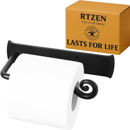 Rustic Wrought Iron Bathroom Toilet Paper Holder | Handcrafted Wall Decor Toilet Roll Holder, Wall Mount Bar, Stylish Modern Farmhouse Bathroom Decor, Metal Storage Accent - style: Stylish