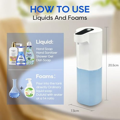 Automatic Soap Dispenser Touchless, Liquid & Foaming Soap Dispensers, USB Rechargeable Smart Hand Soap Dispenser, 3-Level Adjustable, 12.2oz/360ml (Gel Version and Foam Version) - color: Gel Version and Foam Version