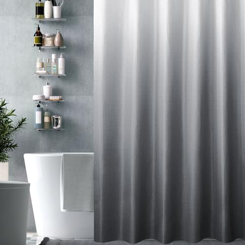 Long Grey Ombre Fabric Shower Curtain, 72 x 78 | Tall Gray Ombre Shower Curtain for Bathroom, Fabric Shower Curtain Set , Water Repellent, Machine Washable - color: Ombre Grey, size: 72"W x 78"L (Pack of 1)