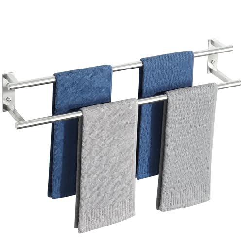 Alise 28'' Double Towel Bars for Bathroom Wall Mounted, Brushed Nickel | SUS304 Stainless Steel, Bathroom Towel Holder Towel Hanger, Towel Racks for Bathroom, Labatory, Tower Drying Rack Towel Rail - color: Brushed Nickel, size: 28inch