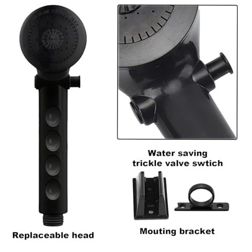 RV Shower Faucet with Shower Head and Hose - Non-Metallic RV Shower Kit, On/Off Valve & Diverter, Handheld Shower Replacement for RV, 5th Wheels, Motorhomes, Travel Trailers, Campers (Black) - color: Black