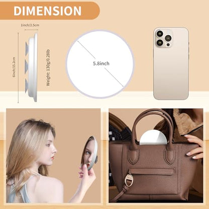 Large 6" 20x Magnifying Mirror with Tweezers, Travel Magnified Makeup Mirror with Suction Cups, 20x Magnification - color: White--20x