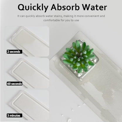 2 PCS Water Absorbing Stone Trays for Bathroom Sink Fast Drying Coasters | 11" X 4.7", Vanity Tray, Diatomaceous Earth Mat, Hand Soap Holder with Anti-Skid Feet, Kitchen Counter, Sink Caddy Organizer - color: 11" X 4.7" White