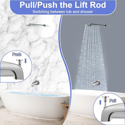 Enhon Tub Spout, Universal Fits 1/2'' Copper Pipe, 1/2'' IPS and 3/4'' IPS, Bathroom Bathtub Tub Faucet Replacement with Adapters(with Diverter,Brushed Nickel) - color: Brushed Nickel, style: with Diverter