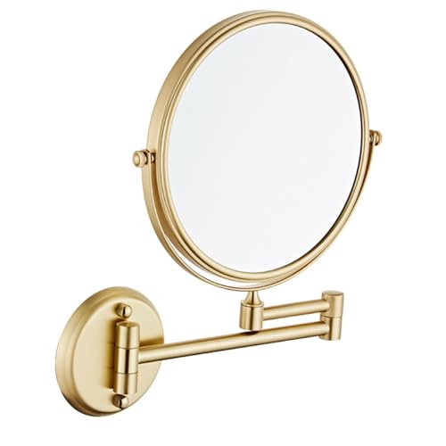 Vanity Mirror,Bathroom Mirror,8" Magnification Wall Mount Swing Arm Mirror. Two-Sided Regular & Magnification. Brushed Brass Finish.,7X,Brushed Gold - color: Brushedgold, size: 7X