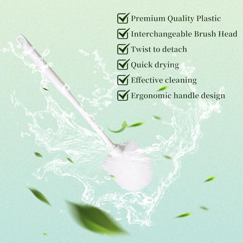 14 Sets Toilet Brush and Holder Set 14.57 Height Bathroom Cleaning Brush with Caddy, Toilet Bowl Scrubber for Deep Cleaning(White)
