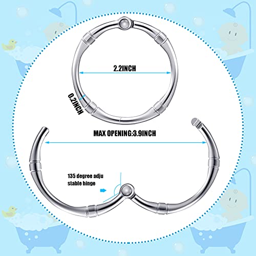 Karenhi 12 Pieces Round Shower Curtain Hooks Rings, Rust Proof Metal Shower Hooks Rings for Home Bathroom Bedroom Kitchen Glide Rods Application, Snap Joint Design(Silver, Rustic Style)