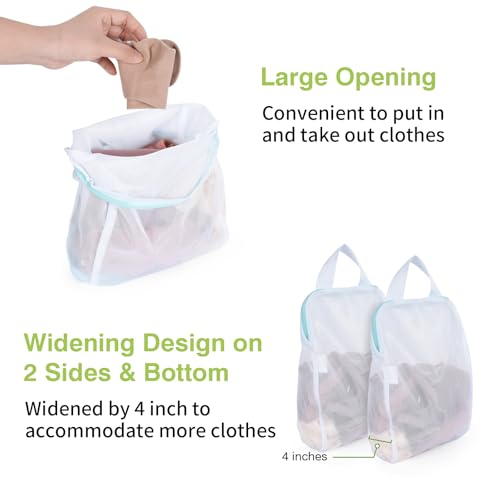 OTraki 2Pcs Small Mesh Laundry Bags 10x12 Inch, Don't Drying, White | Delicates Lingerie Bags Mesh Wash Bags Hanging Laundry Bag Sock Bra Underwear Storage, Melting 140-176℉ - size: 10 x 12 inch