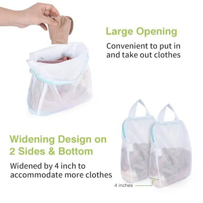 OTraki 2Pcs Small Mesh Laundry Bags 10x12 Inch, Don't Drying, White | Delicates Lingerie Bags Mesh Wash Bags Hanging Laundry Bag Sock Bra Underwear Storage, Melting 140-176℉ - size: 10 x 12 inch