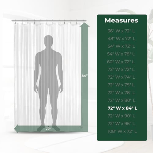 Clear Shower Curtain Liner with Side Suction Cups, Premium PEVA Plastic Shower Liner with 3 Magnets, Waterproof Bathroom Curtain, 72 x 84, Clear - color: 1. Clear, size: 72"W x 84"L (Pack of 1)