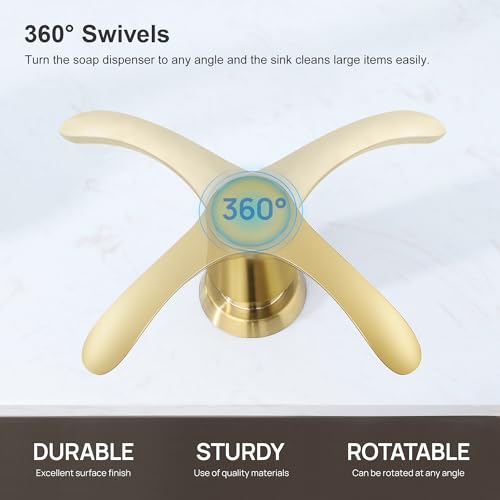 Kitchen Sink Soap Dispenser with 17 Ounce Large Bottle, G080BG | Brushed Gold, Built in Sink Soap Dispenser, Kitchen Soap Dispenser, Refill from Top - color: Gold, size: with Bottle