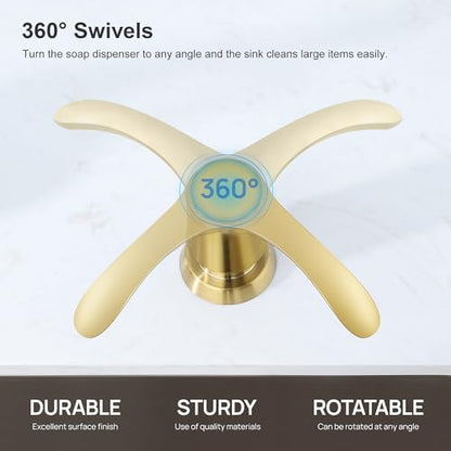 Kitchen Sink Soap Dispenser with 17 Ounce Large Bottle, G080BG | Brushed Gold, Built in Sink Soap Dispenser, Kitchen Soap Dispenser, Refill from Top - color: Gold, size: with Bottle