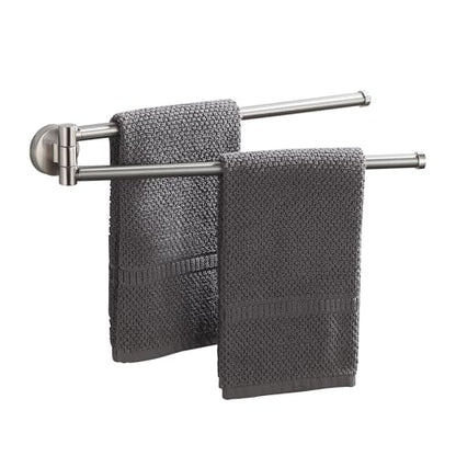 BGL Swivel Towel Bar for Bathroom Brushed Nickel,Swing Out Double Towel Bar 2-Arm Kitchen Wall Mounted Towel Hanger Holder for Bathroom Organizer - color: Brushed Nickel