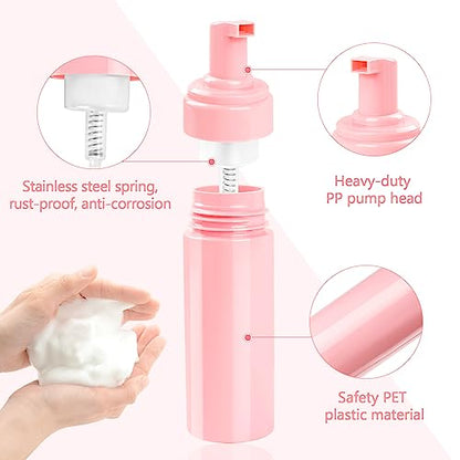 TMLECE 5.1oz/150ml Travel Size Foaming Soap Dispenser Bottles(6 Pack) | Pink BPA-Free PET Material, Foaming Pump, Rich Foam, Leak-Proof Design for Hand Soap, Cleanser & Shampoo, Travel & Home Use - color: Pink, size: H.150ML(5.1OZ),6Pack