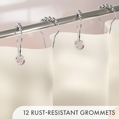 AmazerBath Boho Shower Curtain, 72x72 Washable Cloth Navy Sea and Sunset Shower Curtain with 12 Hooks, Fabric Rustic Shower Curtain Set, Farmhouse Modern Tan Shower Curtains for Bathroom Camper RV - color: B- Art Sunset+12 Metal Hooks, size: 72"W x 72"L (