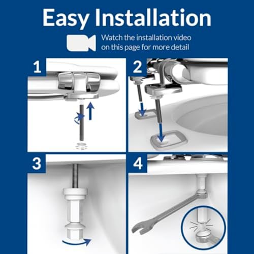 Bemis Alesio Slow Close Toilet Seat, Sleek Chrome Hinges and Adjustable Perfect Fit Wood Seat, Made in USA, Round, White - color: White & Chrome, size: Round