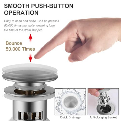 Brushed Nickel Bathroom Faucet,Modern Single Hole Bathroom Faucet,High Arc Brass Bathroom Sink Faucet with 1 Hole 3 Hole Mount 6-Inch 10-Inch Deckplate,Pop Up Overflow Drain Assembly Included - color: Brushed Nickel, style: With Drain