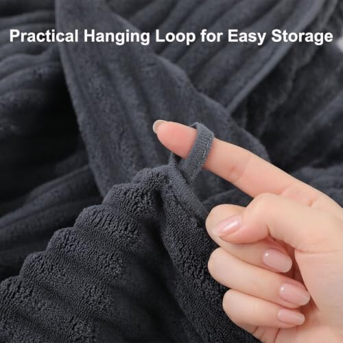 Bath Towels 2-Pack, 27.5x55 Inches - Ultra Soft and Highly Absorbent Quick Dry Microfiber Towels with Hanging Loop, Beauty Twill Stripe Design for Bath, Beach, Gym - color: 2dark Grey
