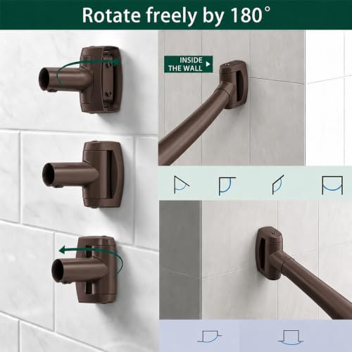 Bronze Curved Shower Curtain Rod for Bathroom 33-78 In Adjustable Extra Wide Curved Shower Rod, RustProof Stainless Steel Round Shower Rods for Bathtub, Stall Need Drilling - color: Bronze