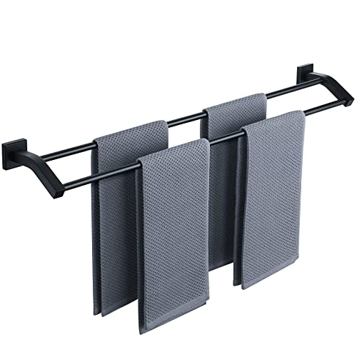 Alise Bath Double Towel Bar,32" Double Towel Racks for Bathroom,Matte Black | Quick Drying Bathroom Towel Holder, SUS304 Stainless Steel Towel Hanger Wall Mount - color: Matte Black, size: 32-Inch (2-Bars)
