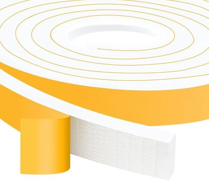 Thick Foam Seal Tape, Wide Gap Filler, Weatherproof, 1x1/2in | Strong Self-Adhesive, Blocks Drafts, Reduces Noise & Vibration, High Density Closed Cell Foam Strips, Removable, No Residue - color: White, size: 1 In x 1/2 In x 10Ft