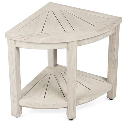 TeakCraft Gray Teak Shower Bench Seat for Bathroom - Waterproof Shower Stool - Fully Assembled, Rustic Gray Finish, The Cosima
