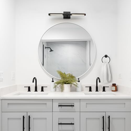 Globe Electric 63000203 5-Piece All-in-One Bathroom Set, 2-Light LED Vanity Light, Matte Black, 1200 Lumen, Towel Bar, Robe Hook, Toilet Paper Holder, Towel Ring, Bathroom Lights Over Mirror - color: Matte Black